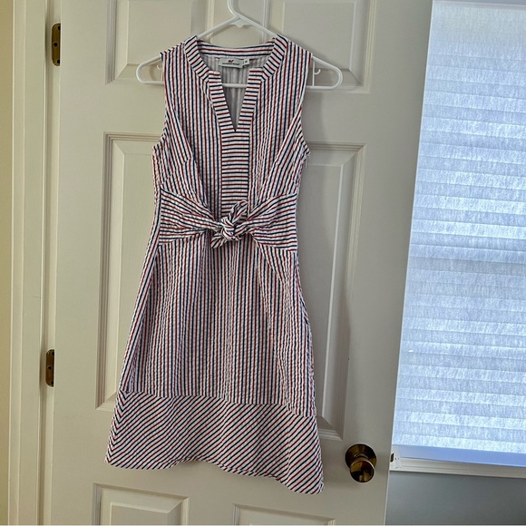 Vineyard Vines Firework Seersucker Tie Front Dress 00 🎆❤️🤍💙 - Picture 5 of 7
